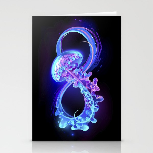 Infinity with Glowing Jellyfish Stationery Cards