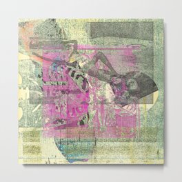 Minty Fresh Confusion Metal Print | Popart, Ethereal, Abstract, Collage, Grey, Pink, Yellow, Texture, Mistake, Green 