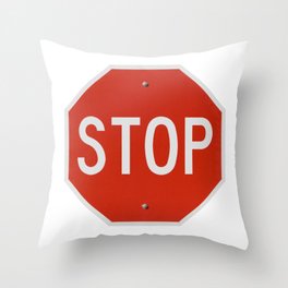 Red Traffic Stop Sign Throw Pillow