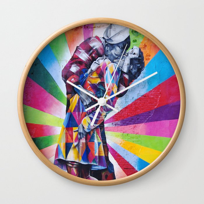 Colourful Kiss Wall Clock