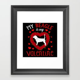 Dog Animal Hearts Day Beagle My Valentines Day Framed Art Print