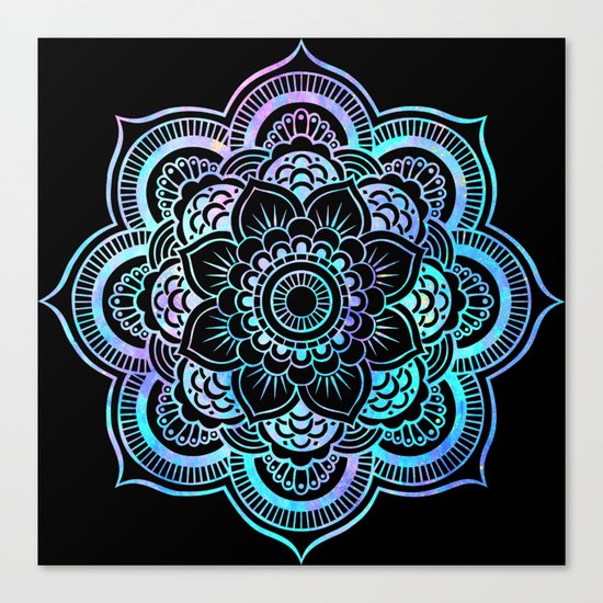 Mandala Pink Lavender Aqua galaxy space Canvas Print