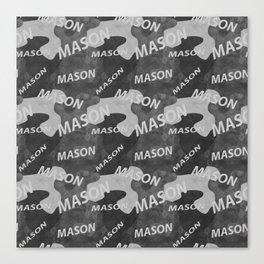 Mason pattern in gray colors and watercolor texture Canvas Print