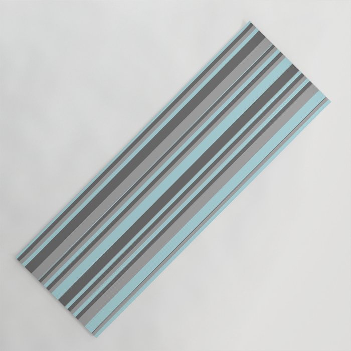 Powder Blue, Dim Gray, and Dark Grey Colored Striped/Lined Pattern Yoga Mat