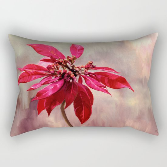 Poinsettia Painting Rectangular Pillow
