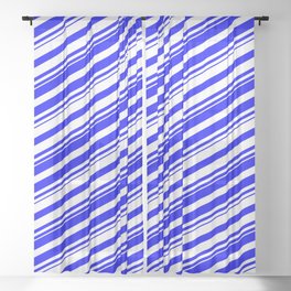 [ Thumbnail: Blue & White Colored Lines/Stripes Pattern Sheer Curtain ]