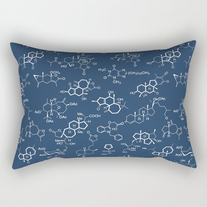 Molecules // Navy Rectangular Pillow