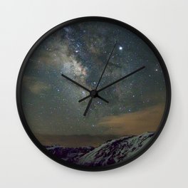 Watercolor Nightscape Milky Way Ute Trail 03, Rocky Mountain National Park, CO Wall Clock
