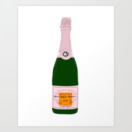 champagne rose bottle Art Print