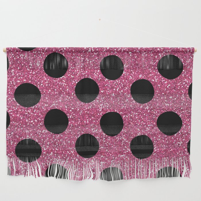Retro Pink Glitter Polka Dot Background Pattern Wall Hanging