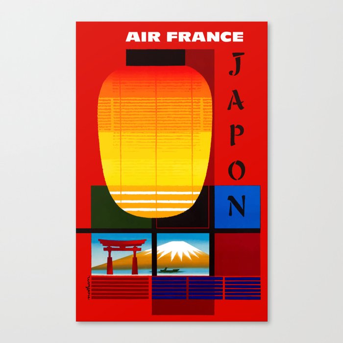 1959 AIR FRANCE Japon Japan Travel Poster Canvas Print