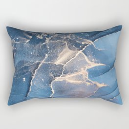 Dusk Blue + Gold Abstract Cloud Haze Rectangular Pillow