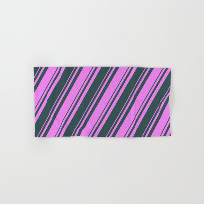 Violet and Dark Slate Gray Colored Lines Pattern Hand & Bath Towel