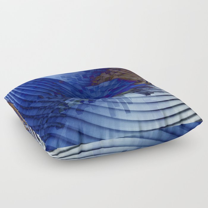 Blue Abstract Graphic Design Floor Pillow