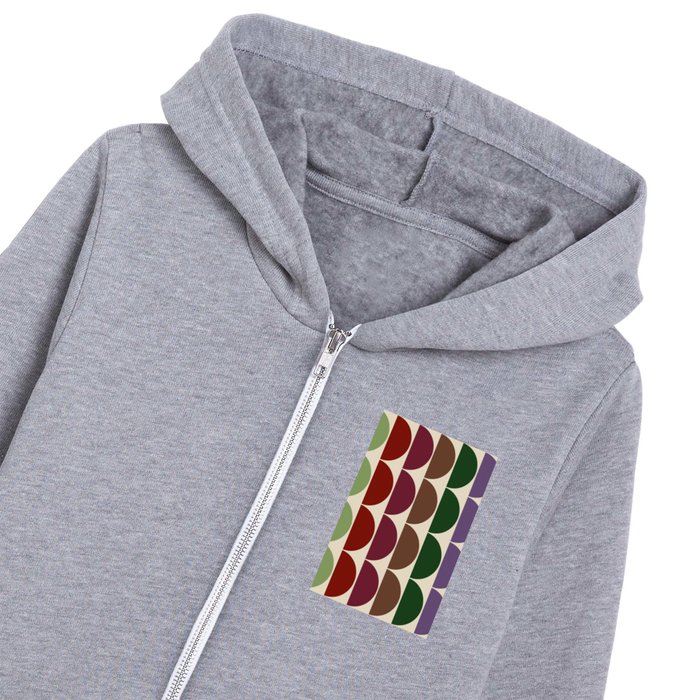 Retro colorful half circles mid century modern geometric shapes pattern 3 Kids Zip Hoodie