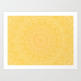 The Most Detailed Intricate Mandala (Mustard Yellow) Maze Zentangle Hand Drawn Popular Trending Art Print
