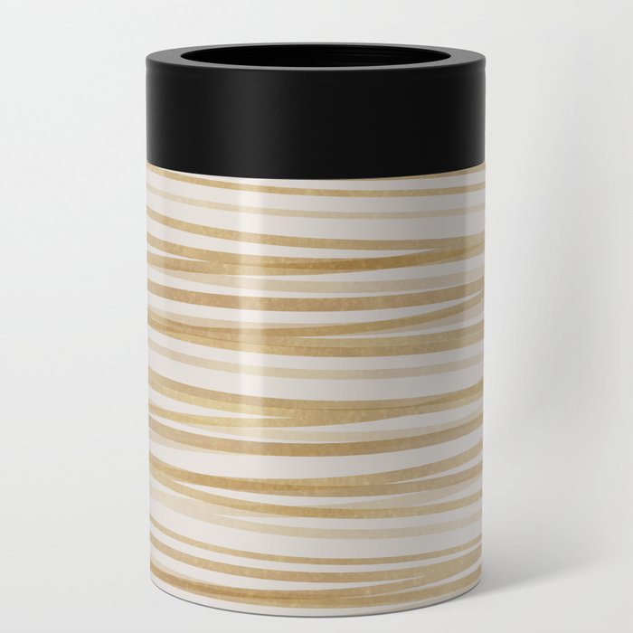 Coastal Modern Gold Stripes Can Cooler