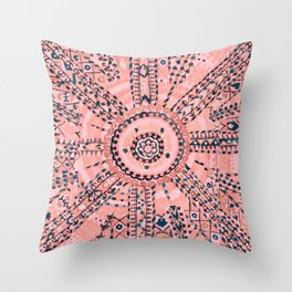 Light Pink Wildflower Sunshine I // 18th Century Colorful Pinkish Dusty Blue Gray Positive Pattern Throw Pillow