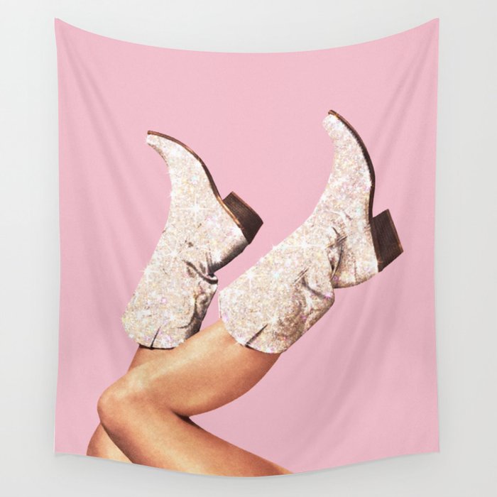 These Boots - Glitter Pink II Wall Tapestry