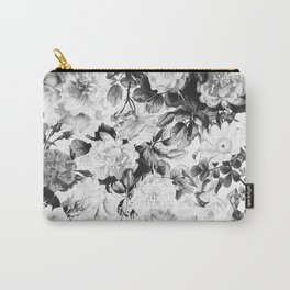 Black gray modern watercolor roses floral pattern Carry-All Pouch