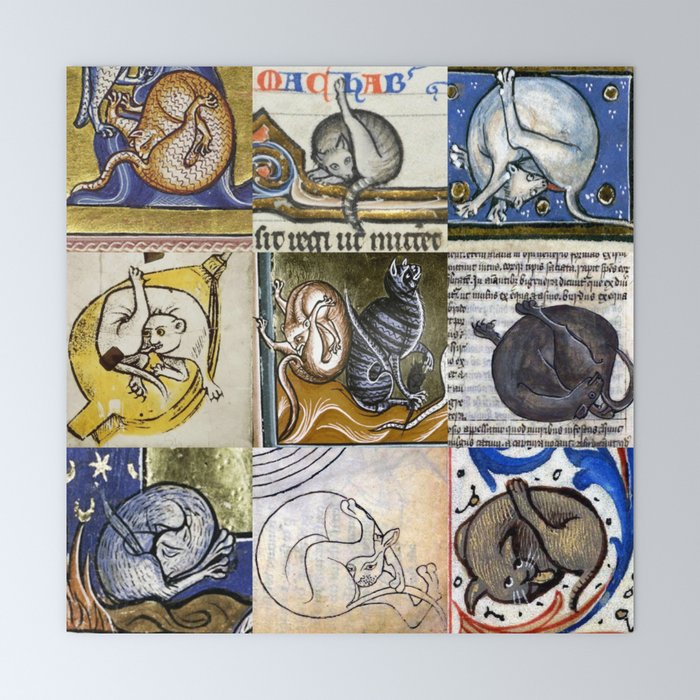 Medieval Cats Licking Their Butts Mini Art Print By Kategunther Society6