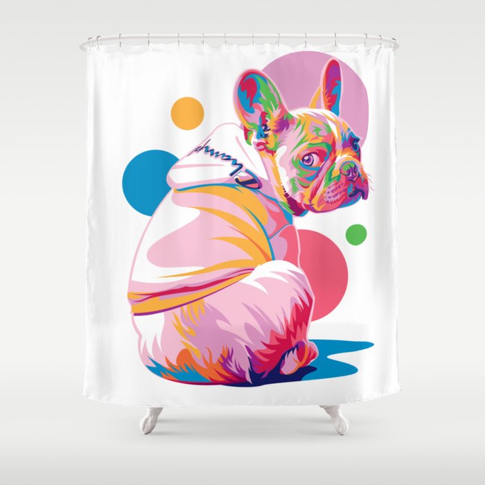 Rainbow French Bulldog Shower Curtain