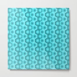Hexagon Stack (Turquoise) Metal Print
