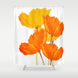 Orange and Yellow Poppies On A White Background #decor #society6 #buyart Shower Curtain