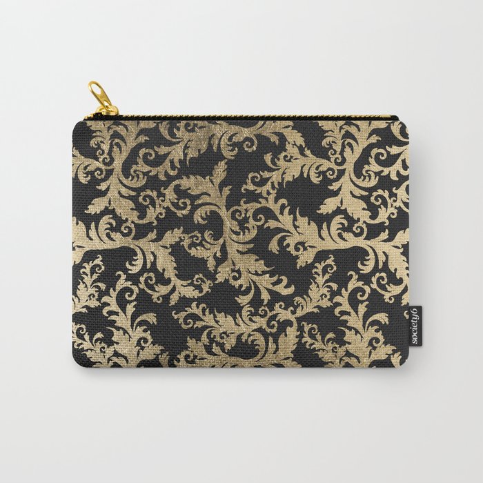 Chic vintage faux gold floral damask pattern Carry-All Pouch