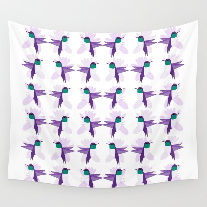 Purple Hummingbird Shimmer Cheeks Wall Tapestry
