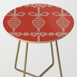 Christmas Pattern Red Knitted Bauble Bow Side Table