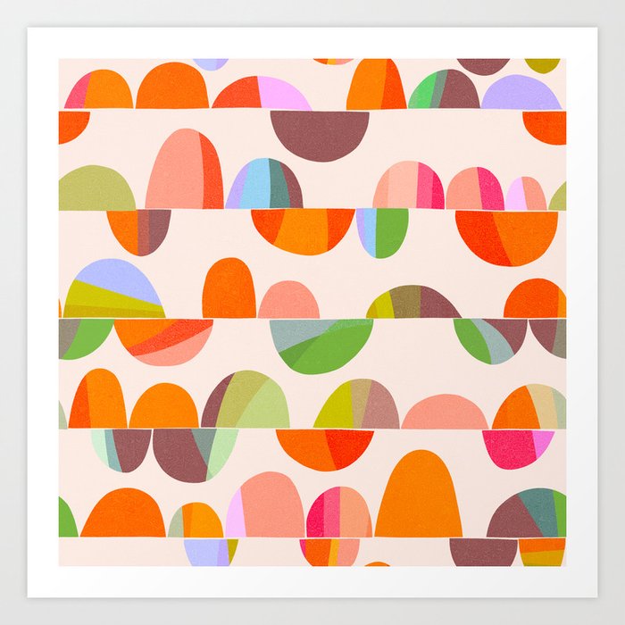 Mid Century Abstract cut-out Pebbles 2. Cosy Retro Art Print