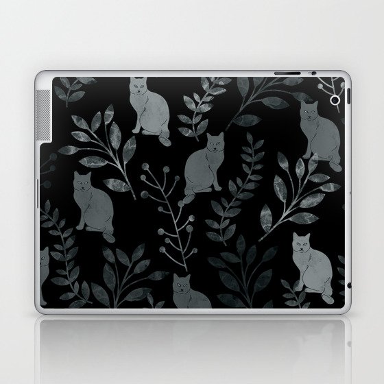 Watercolor Floral and Cat III Laptop & iPad Skin