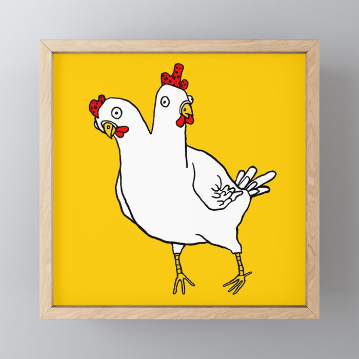 Chicken Dos Cabezas Framed Mini Art Print
