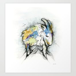 Mountain goat in watercolor Art Print