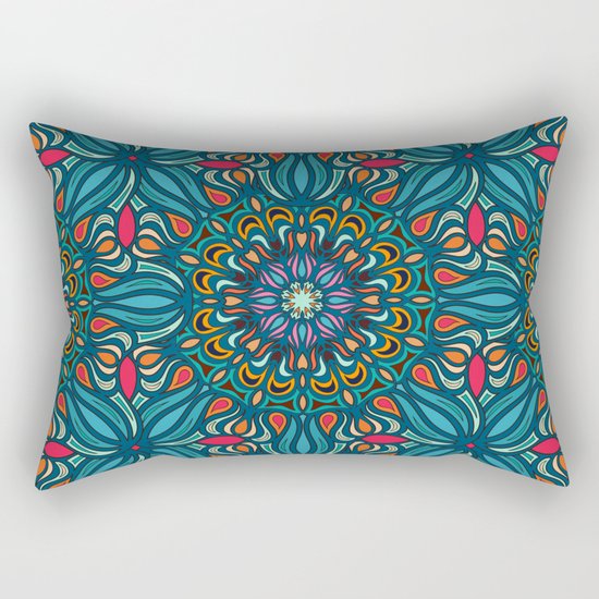 Colorful abstract ethnic floral mandala pattern design Rectangular Pillow