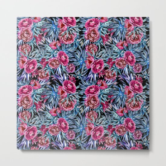 The floral pattern . pink and blue Metal Print