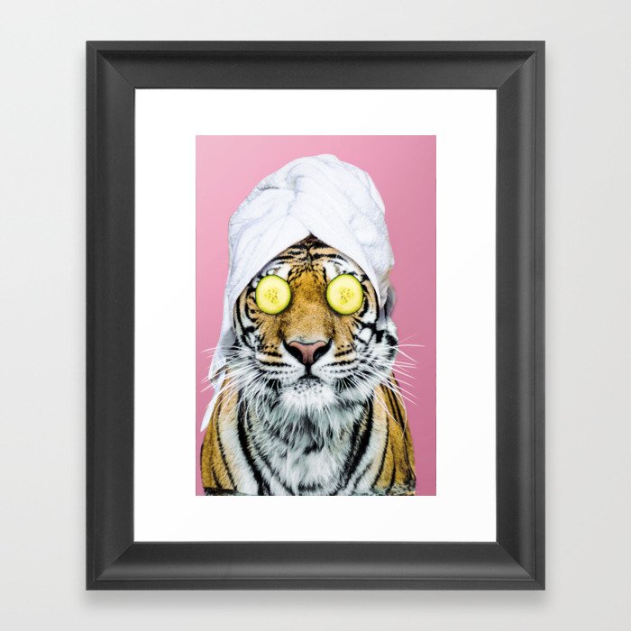 Tiger in a Towel Framed Art Print