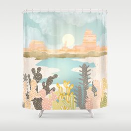 Retro Desert Oasis Shower Curtain