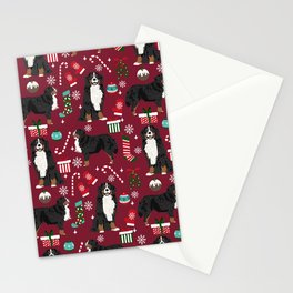Bernese Mountain Dog christmas dog breed gifts mittens stockings presents candy canes Stationery Card