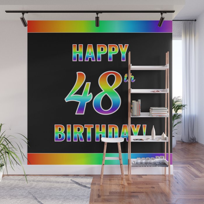 Fun, Colorful, Rainbow Spectrum “HAPPY 48th BIRTHDAY!” Wall Mural