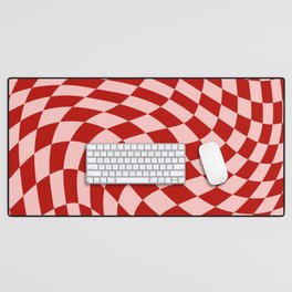 Red and pink swirl checker Desk Mat