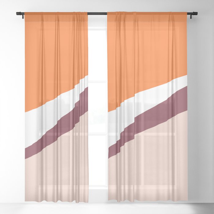 Society 6 Sheer Panel Curtain 50x96" Terracotta Gray White abstract stripe 