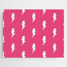 Pink and White Aesthetic Lightning Bolt  Jigsaw Puzzle