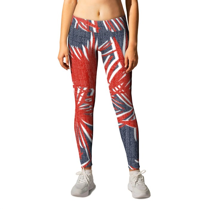Retro 70’s Palm Trees in Red White and Blue Leggings