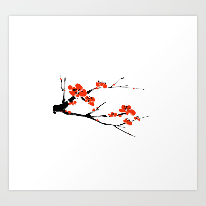 Asian Style Painting Plum Blossom Art Print By Axstudio Society6