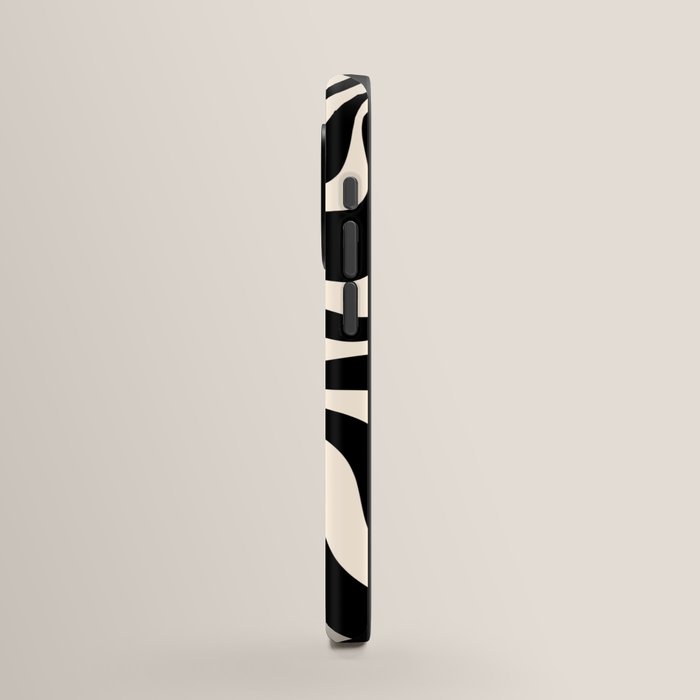 Retro Liquid Swirl Abstract in Black and Almond Cream
