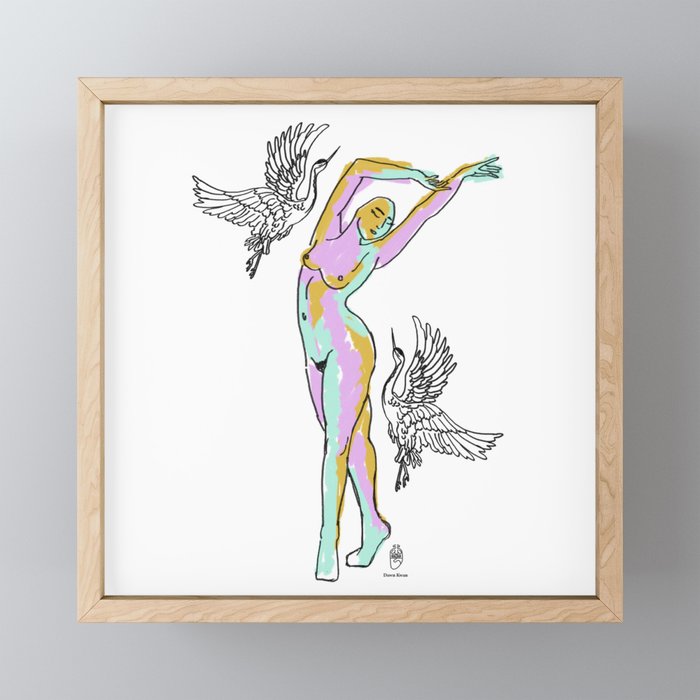 i feel myself warm in the sunlight filled with the blue of the sky Framed Mini Art Print