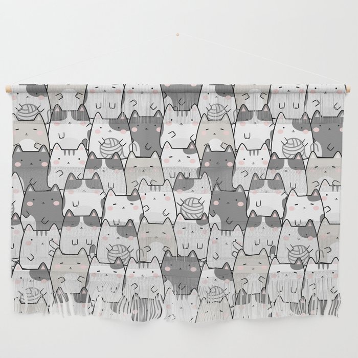 Kawaii Cute Cats Pattern Wall Hanging
