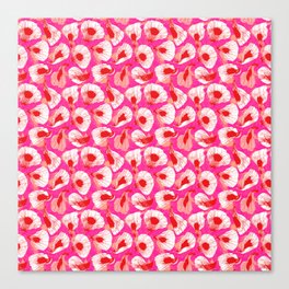 Preppy Room Decor - Pink Red Windy Petals Repeat Pattern Canvas Print